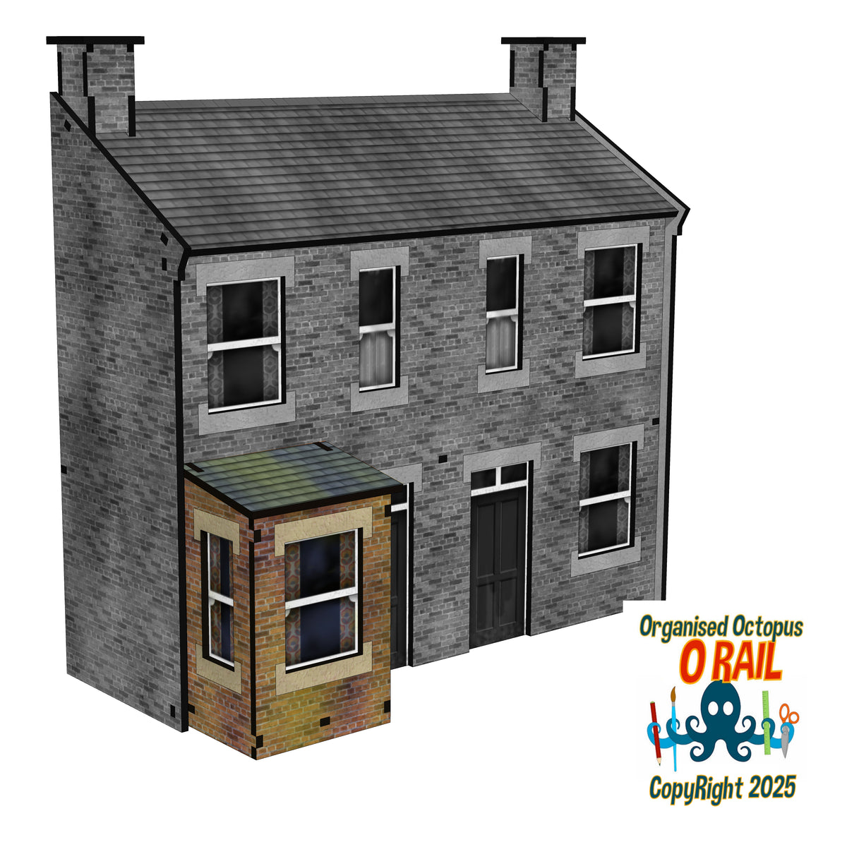 O Scale Semi Detached House Bay Windows 1 Floor