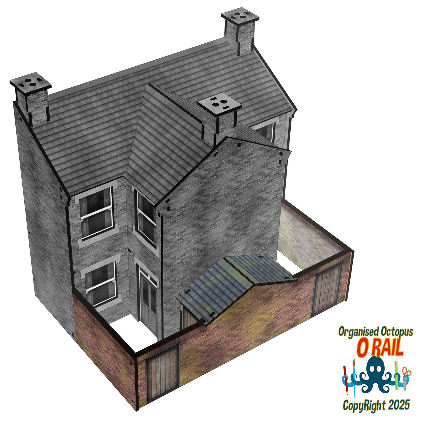 O Scale Semi Detached Back Yards