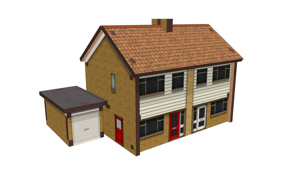 N Scale 1970s Semi-Detached Houses with Garages