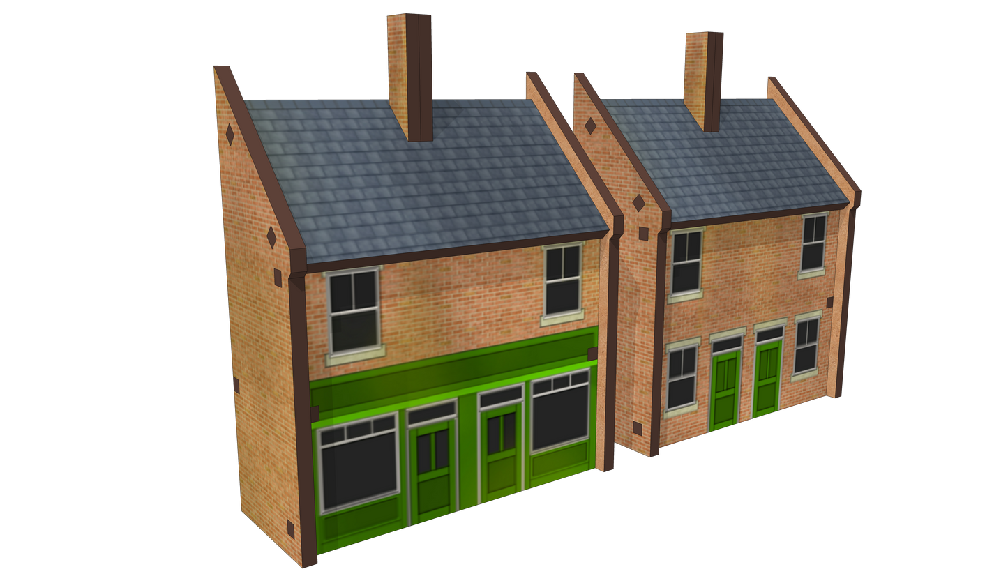 N Scale Semi-Detached Shop and House