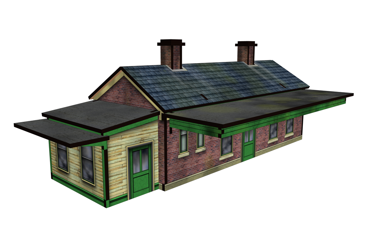 OO Scale 1900s Brick Branchline Station with Canopy and News Stand