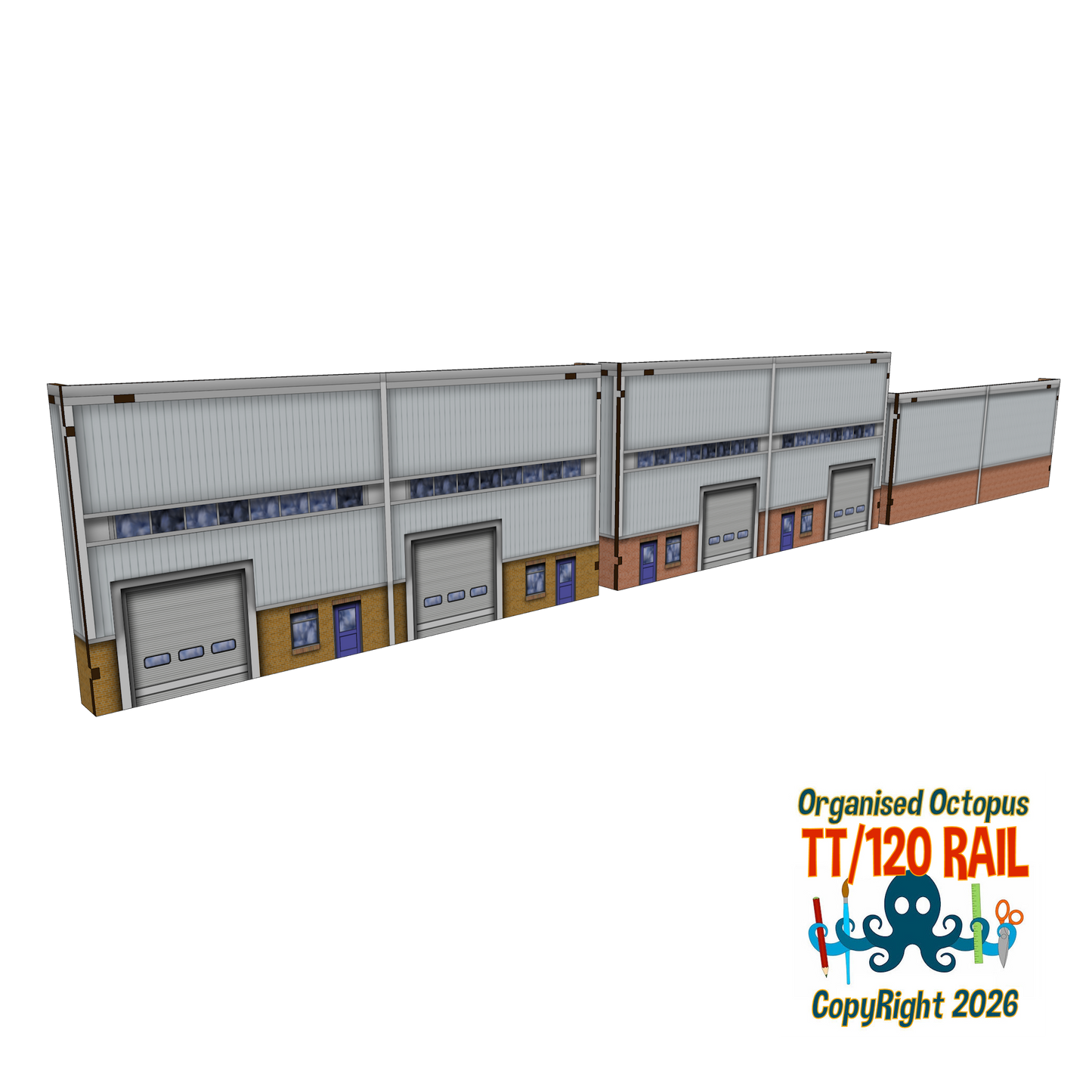TT:120 Scale Low Relief Modern Warehouses Type 1