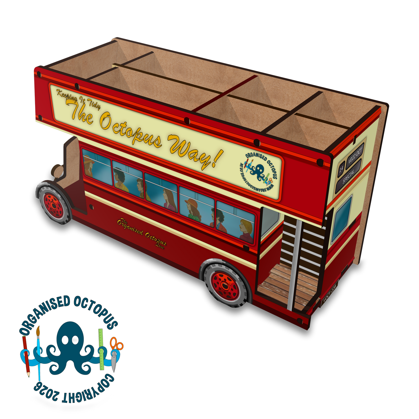 Classic Open Top Double Deck Bus (Red)