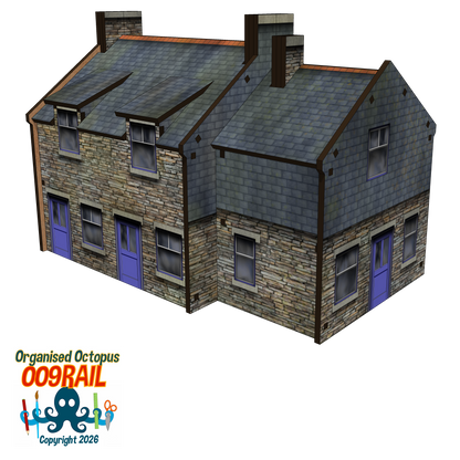 OO-9 Scale Stone and Slate Gable End Cottage