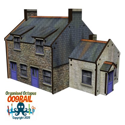 OO-9 Scale Whitewashed Stone Gable End Cottage