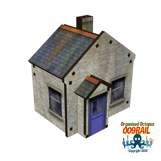 OO-9 Scale Whitewashed Stone Gable End Cottage