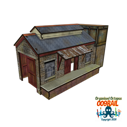OO-9 Scale Engine Shed-Goods Shed with Water Tower
