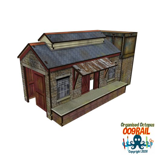 OO-9 Scale Engine Shed-Goods Shed with Water Tower