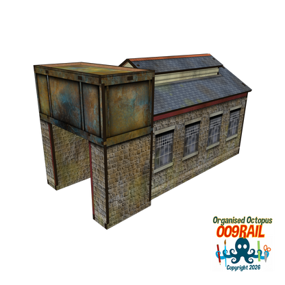 OO-9 Scale Engine Shed-Goods Shed with Water Tower