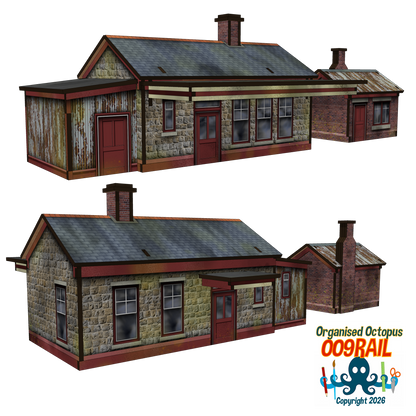 OO-9 Scale Stone Station and Waiting 'Shed'