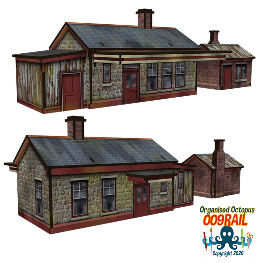 OO-9 Scale Stone Station and Waiting 'Shed'
