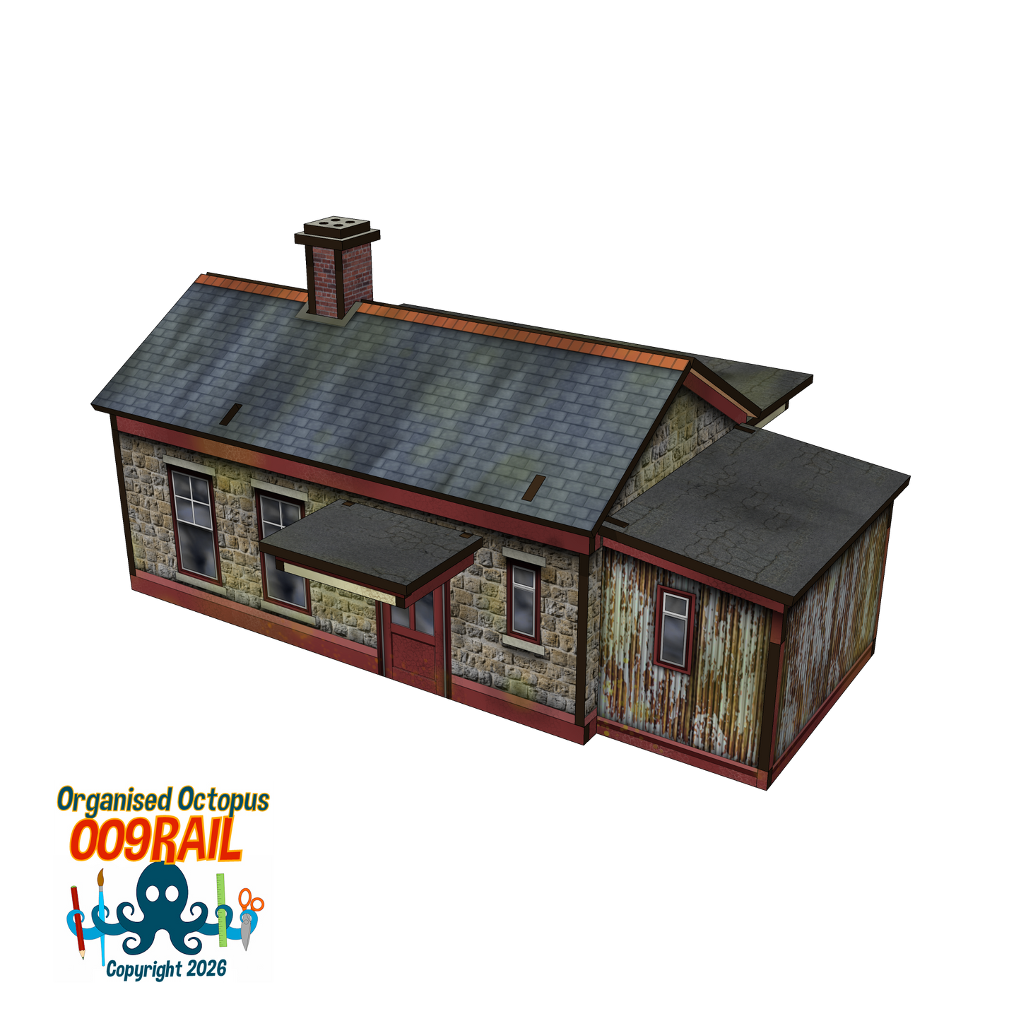 OO-9 Scale Stone Station and Waiting 'Shed'