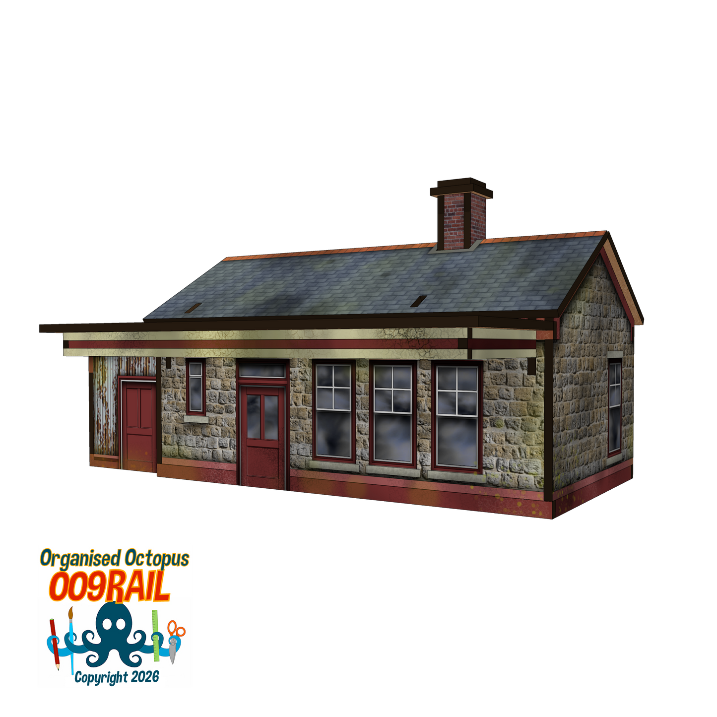 OO-9 Scale Stone Station and Waiting 'Shed'