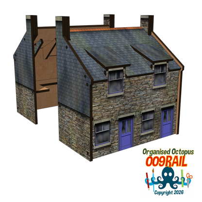 OO-9 Scale 2 Floor Stone and Slate Cottage