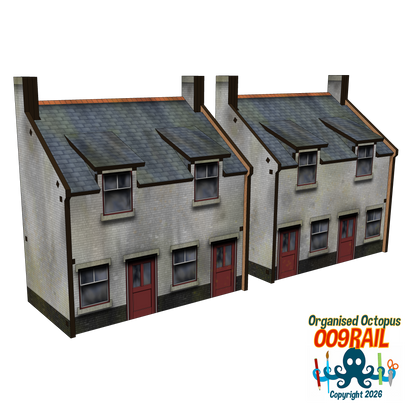 OO-9 Scale 2 Floor Whitewashed Stone Cottage