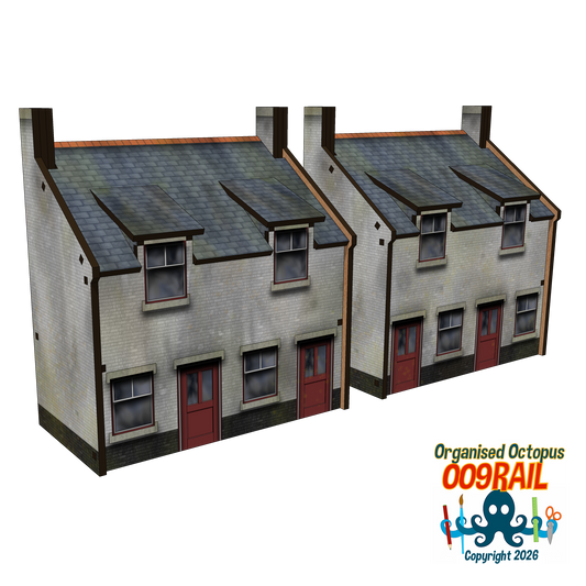 OO-9 Scale 2 Floor Whitewashed Stone Cottage