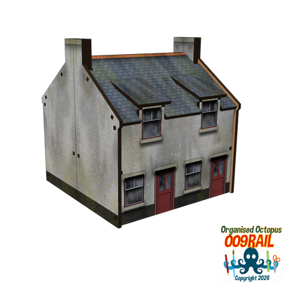 OO-9 Scale 2 Floor Whitewashed Stone Cottage