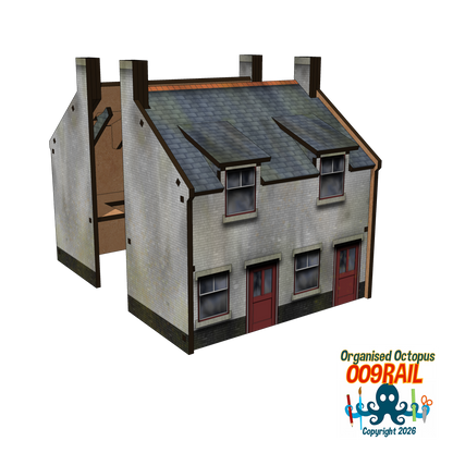OO-9 Scale 2 Floor Whitewashed Stone Cottage