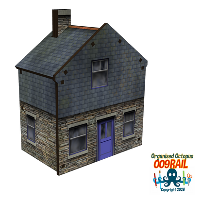 OO-9 Scale Stone and Slate Gable End Cottage