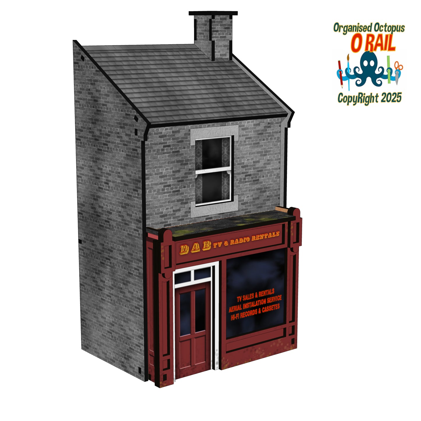 O Scale Shop Front - TV Radio Rentals