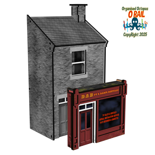 O Scale Shop Front - TV Radio Rentals