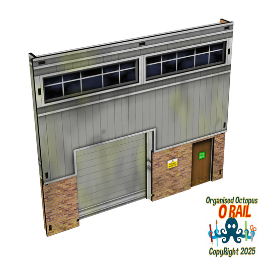 O Scale Low Relief Modern Warehouse with Roller Door Type 1