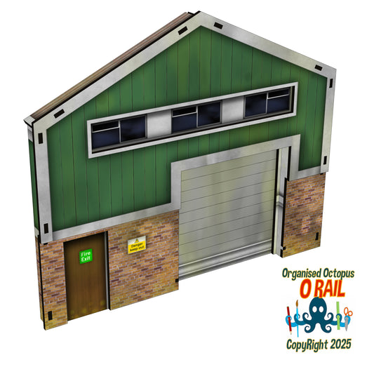 O Scale Low Relief Modern Warehouse with Roller Door Type 2