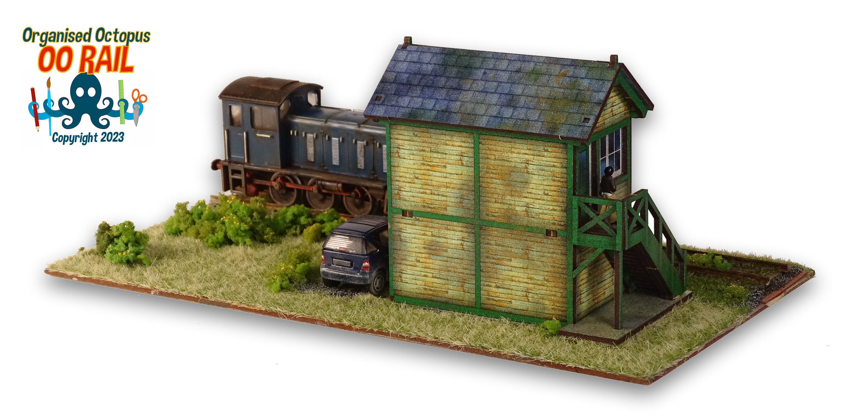 O Gauge (7mm) Small Signal Box Kit – Left Stairs – LCC B 70-13L By LCUT Creative