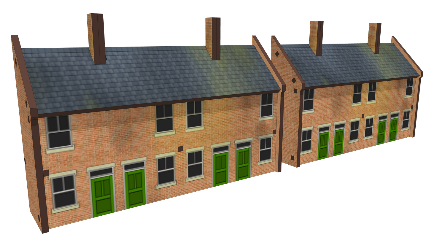 N Scale 4 Terrace Houses