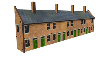 N Scale 8 Terrace Houses with corner shop or pub