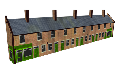 N Scale 10 Terrace Houses with corner shop or pub
