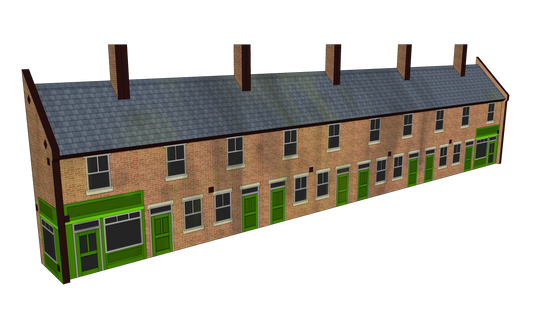 N Scale 10 Terrace Houses with corner shop or pub