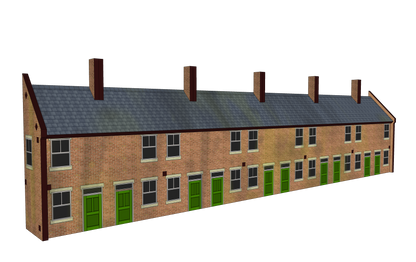 N Scale 10 Terrace Houses with corner shop or pub