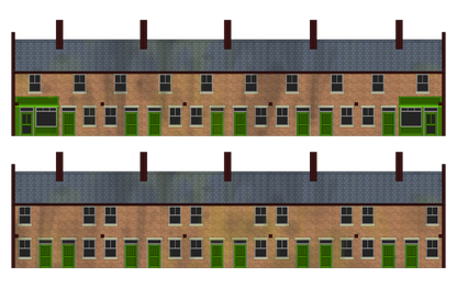 N Scale 10 Terrace Houses with corner shop or pub