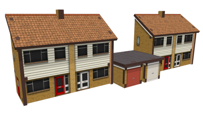 N Scale 1970s Semi-Detached Houses with Garages