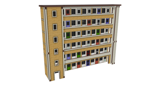 N Scale Block of Flats with Walkway and Optional Garage Insert