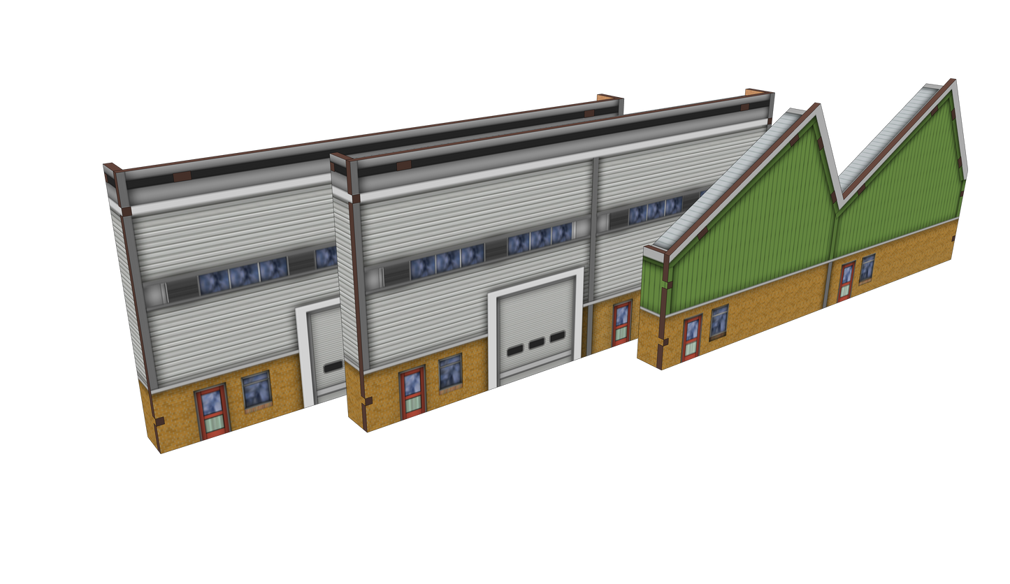 N Scale Low Relief Modern Warehouses