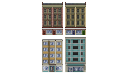 N Scale Low Relief Mixed Town High Street Buildings