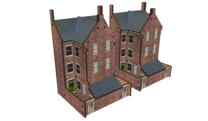 N Scale Low Relief Town House Backs with Extensions and Yards