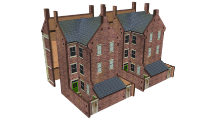 N Scale Low Relief Town House Backs with Extensions and Yards