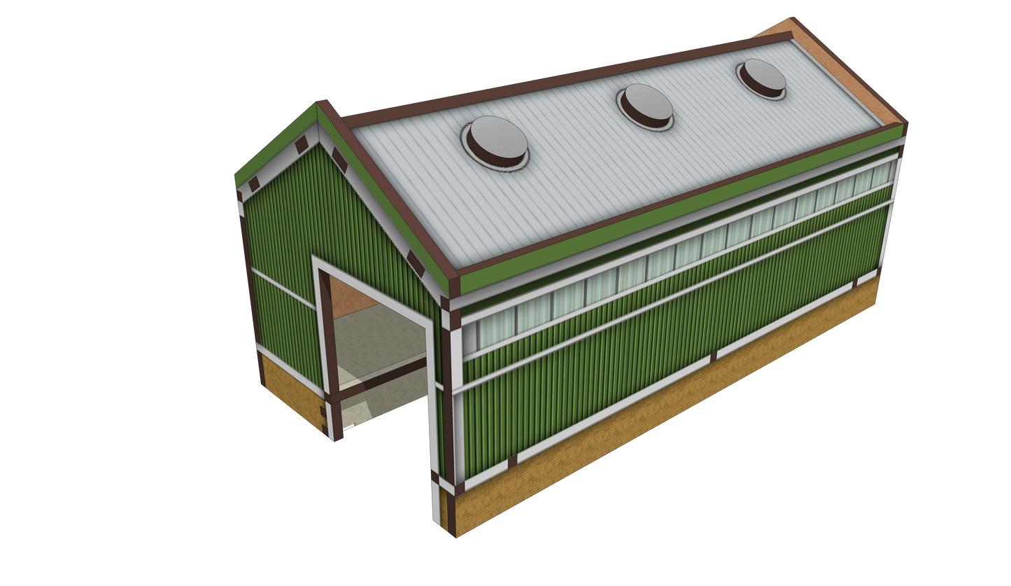 N Scale Modern Single Track Shed (Long)