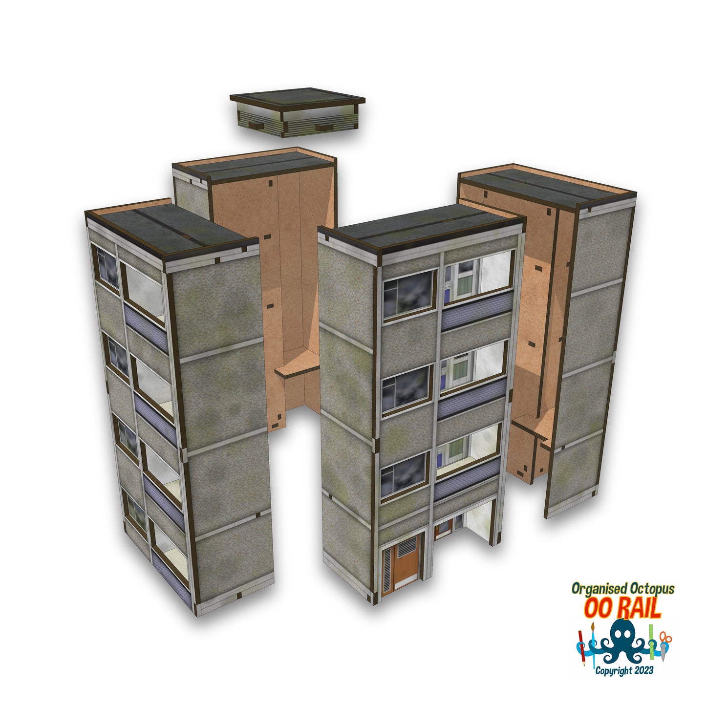 OO Scale Block of Flats - Multi - x4 Module