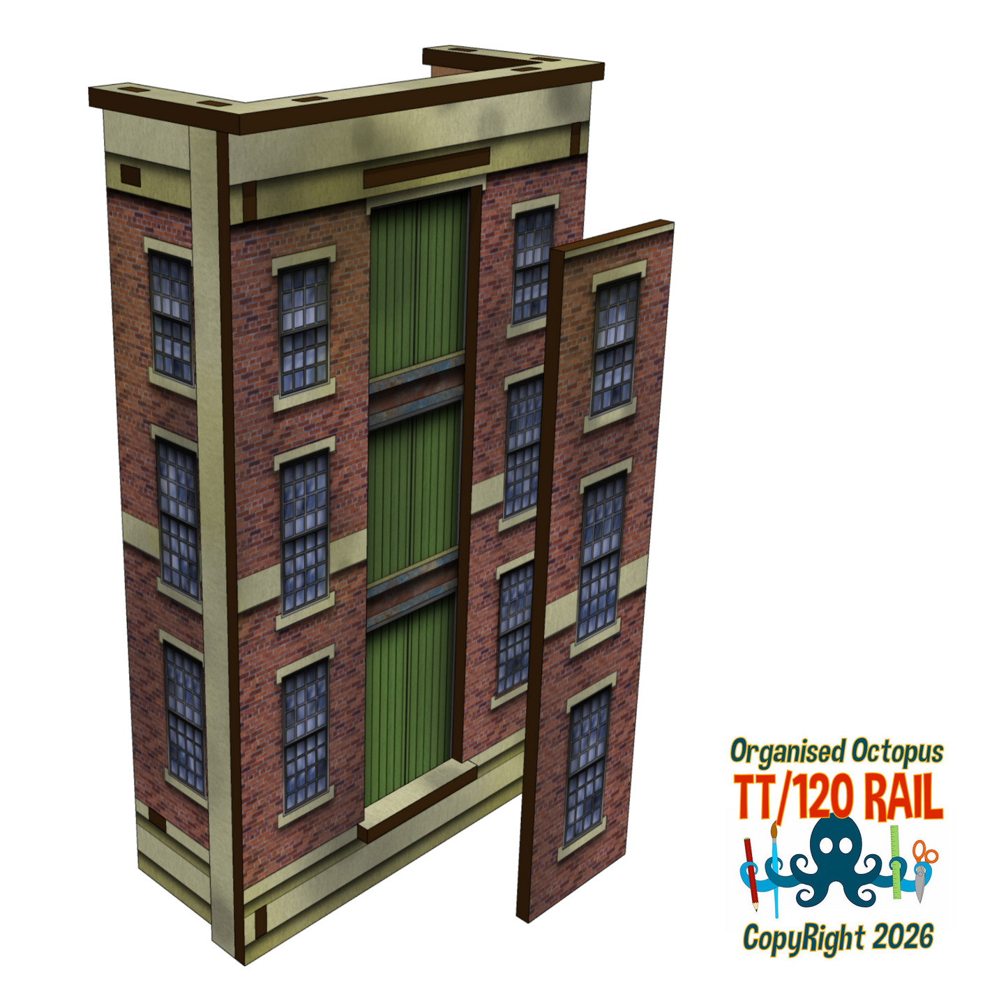 TT:120 Brick Railway or Canal Side Warehouse