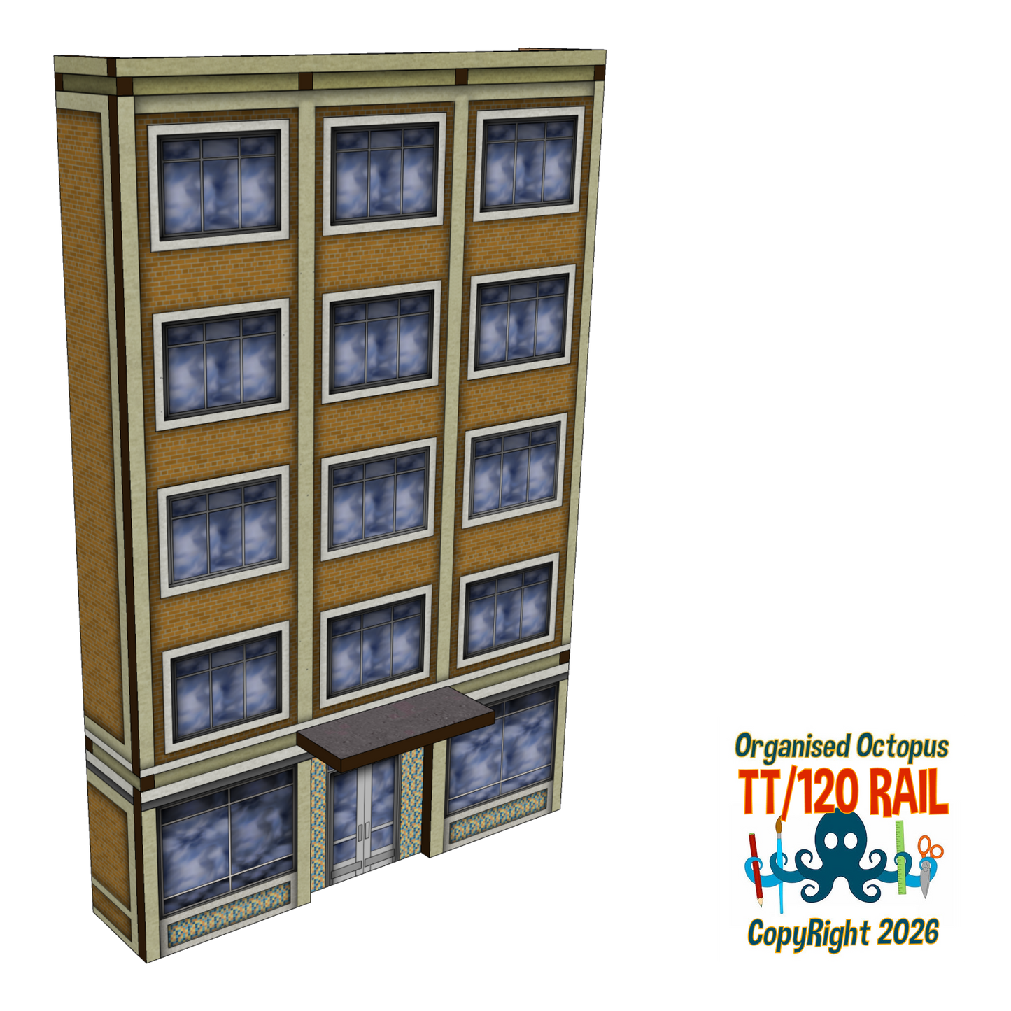 TT:120 Scale Low Relief Mixed Town High Street Buildings