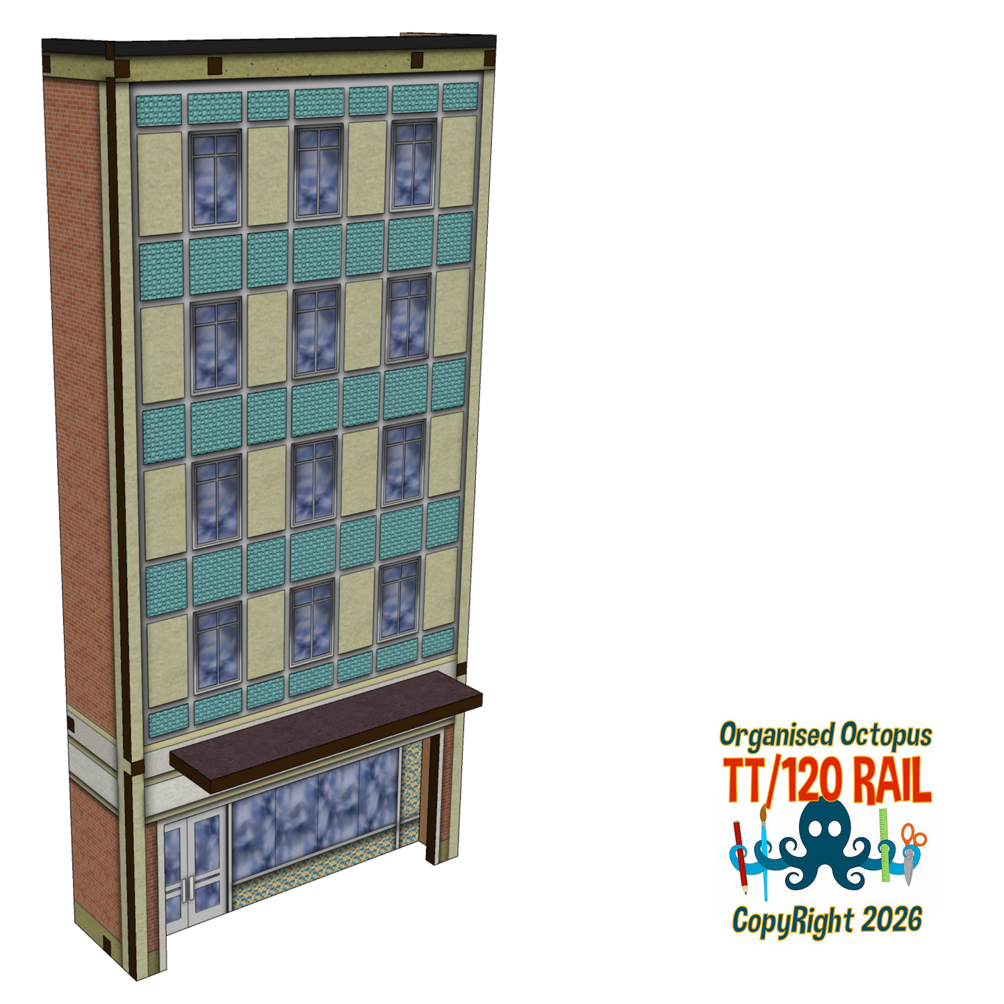 TT:120 Scale Low Relief Mixed Town High Street Buildings