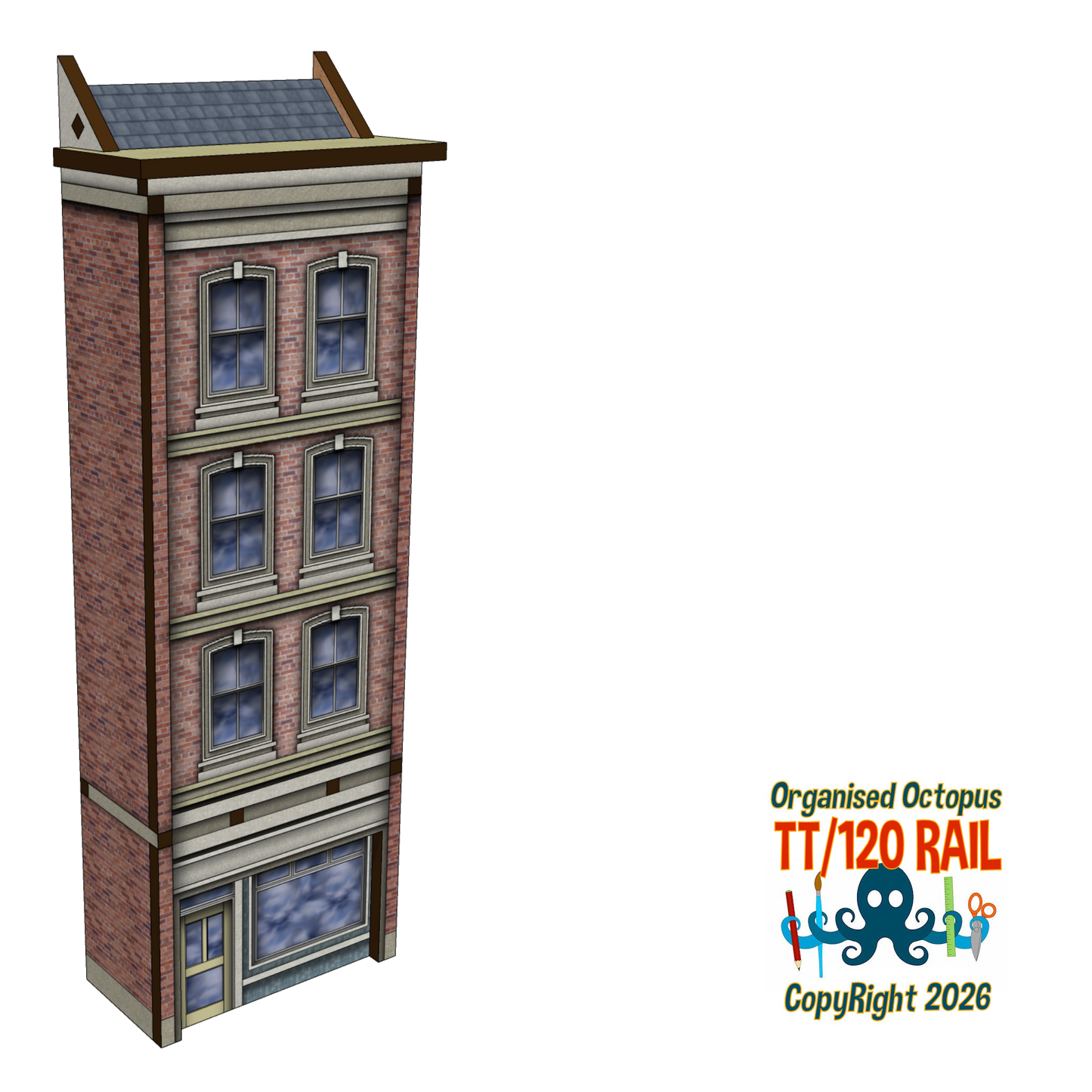 TT:120 Scale Low Relief Mixed Town High Street Buildings