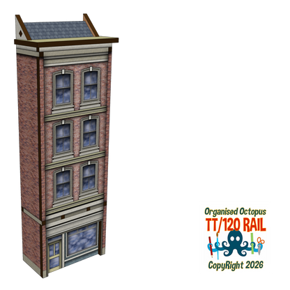 TT:120 Scale Low Relief Mixed Town High Street Buildings