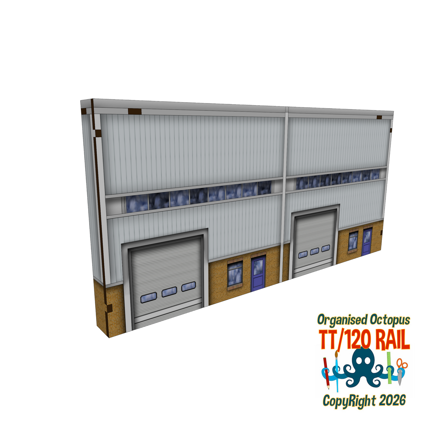 TT:120 Scale Low Relief Modern Warehouses Type 1