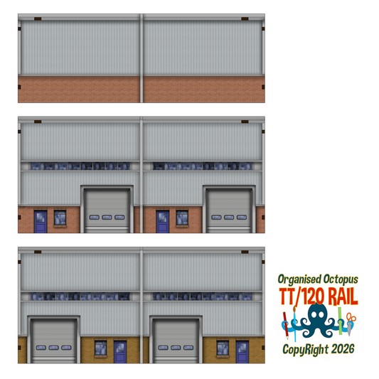 TT:120 Scale Low Relief Modern Warehouses Type 1
