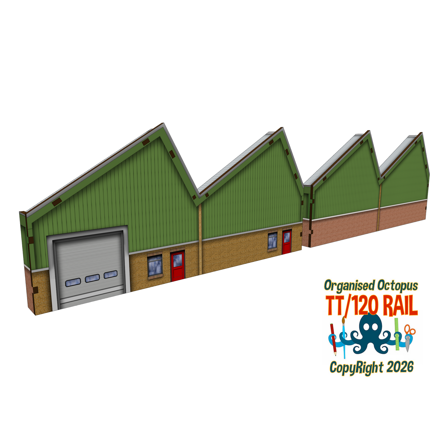 TT:120 Scale Low Relief Modern Warehouses Type 2